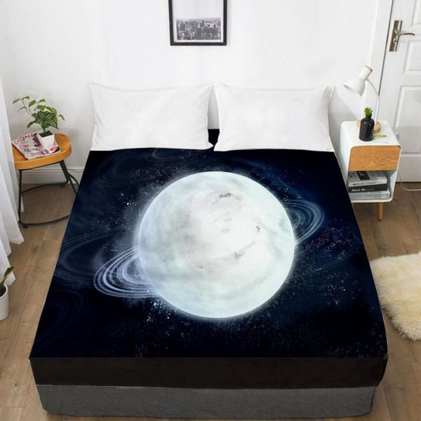 

sheets & sets 3d bed sheet with elastic fitted double mattress cover 135/150/180/220/160x200 fashion bedding moon drop ship
