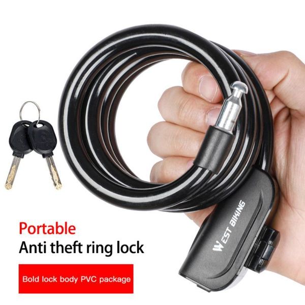 

bike locks 1.2m bicycle cable lock outdoor cycling anti-theft with keys steel wire security mountain road mtb parts accessories