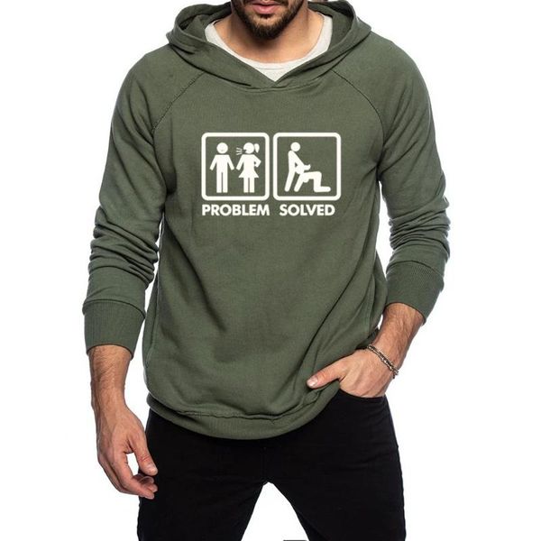 

men's hoodies & sweatshirts problem solved humor spoof inspired design long sleeved cotton breathable o-neck fashion autumn men plus si, Black