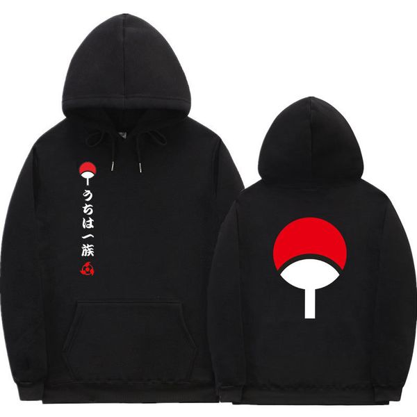 

2021 new man woman japan anime naruto print uchiha hoodies men women men's hoodie casual boys pullovers sweatshirts streetwear aio1, Black