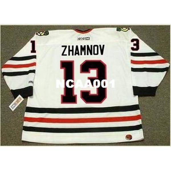 

001s #13 alex zhamnov chicago blackhawks 2002 ccm home hockey jersey or custom any name or number retro jersey, Black