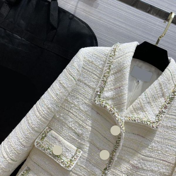

high-end runway designer wool blends tweed jacket women new fashion lapel pockets patchwork stripes pattern vintage coat s74, Black;brown