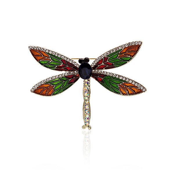 

oil drop alloy brooch with color diamond dragonfly insect animal brooch, Gray