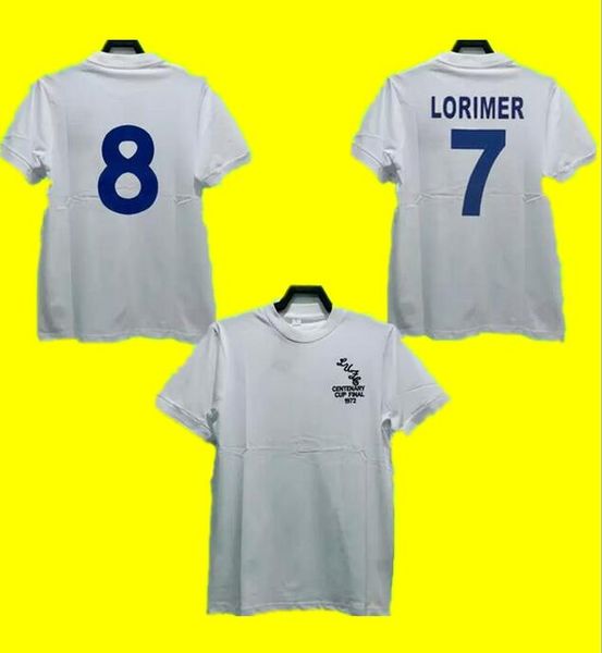 

1972 leeds retro soccer jersey #7 lorimer vintage football shirt classic 72 home white camiseta leed maillot s-2xl quality, Black;yellow