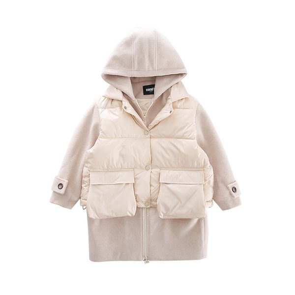 

girls winter down cotton coat 2020 new chinese big boy foreign thick coat children's coat long quilts, Blue;gray