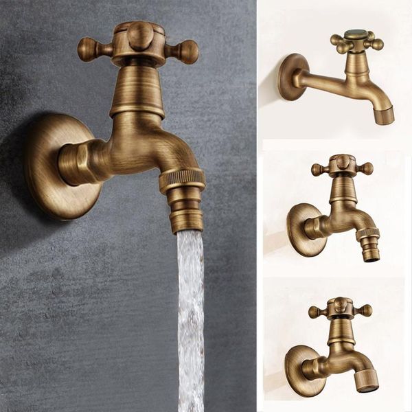 

bathroom sink faucets vintage brass faucet wall mounted bibcock single cold washing machine durable small tap mop pool outdoor garden