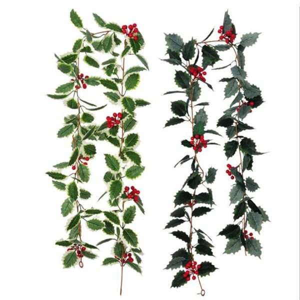 

artificial christmas rattan berry flowers garland wreath green tree hanging ornament for home xmas party decoration