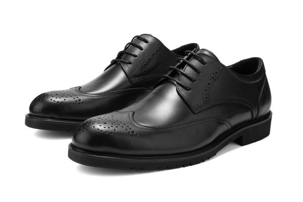 

dress shoes genuine leather men's rubber outsole oxford lace-up men business cow upper, Black