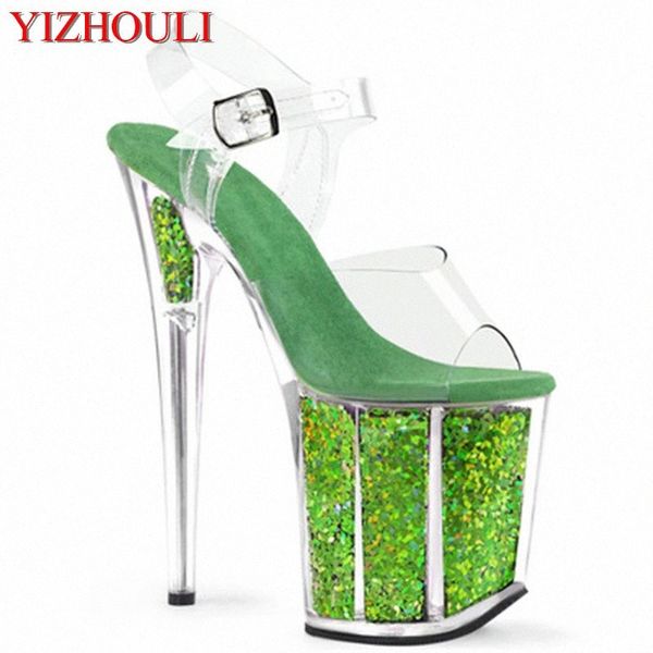 

stage model training through bright green 20 cm stiletto heels, banquet performance nightclub stiletto sandals o3cw#, Black