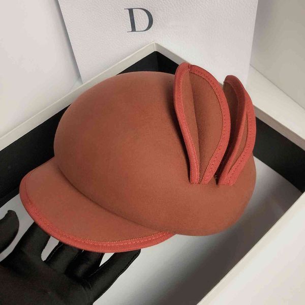 

autumn and winter new 100% wool cap designer rabbit ear beret