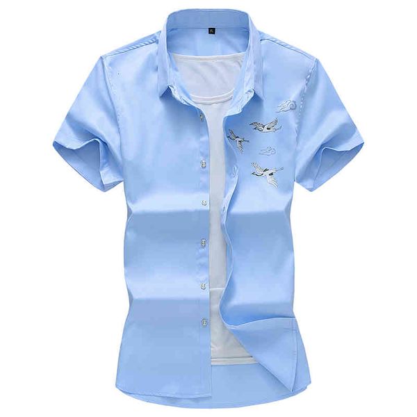 

men's casual shirts camisa bordada estilo chinÃªs masculina, camisa casual de mangas curtas para o verÃ£o , roupas marca masculinas, plus, White;black