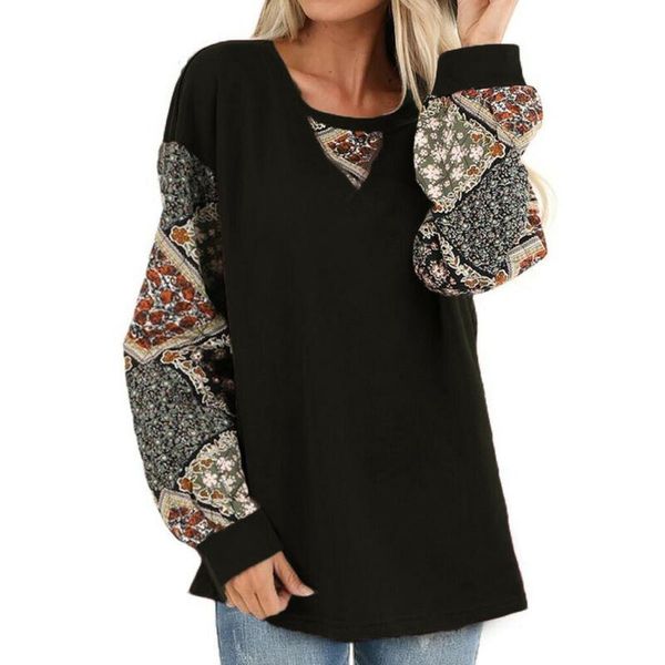 

women's t-shirt hirigin women long sleeve baggy o neck loose ladies casual jumper plus size, White
