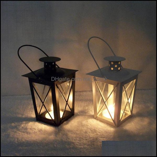 Decoração Home GardenWholesale Black/White Metal Titulars Iron Decoração de casamento Centerpieces Moroan Lanterns Candle Lantern Drop Delivery 202