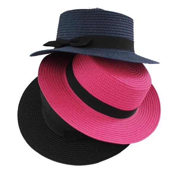

wide brim hats lady fashion custom flat summer straw boater sun hat, Blue;gray