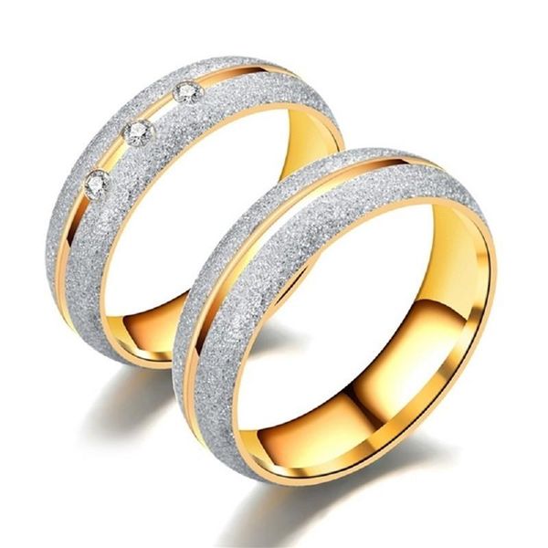 

wedding rings zircon ring stainless steel for women pearl sand golden couple valentine's day gifts birthday's gift, Slivery;golden