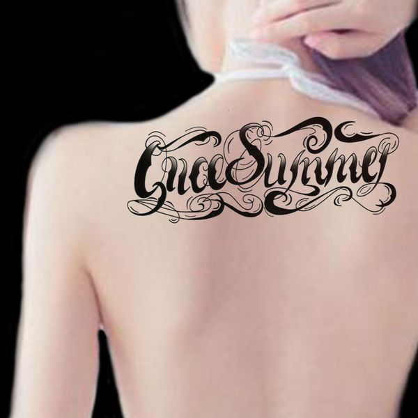 

english tattoo paste waterproof men's and women's lasting imitation wind letter