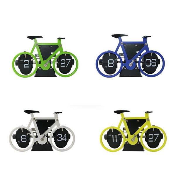 

creative flip clock bicycle shaped clock table alarm travel home decorative