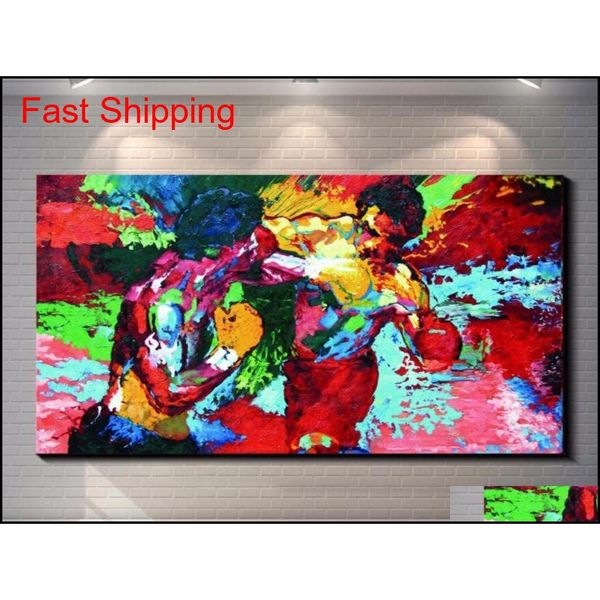

unframed modern oil painting rocky vs apollo - leroy neiman boxing hd canvas print home decor living room bed qylsmr dh_seller2010