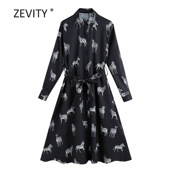 

new women elegant animal print shirt dress office lady turn down collar zebra pattern bow tie sashes vestido chic dresses ds4140 210309, Black;gray