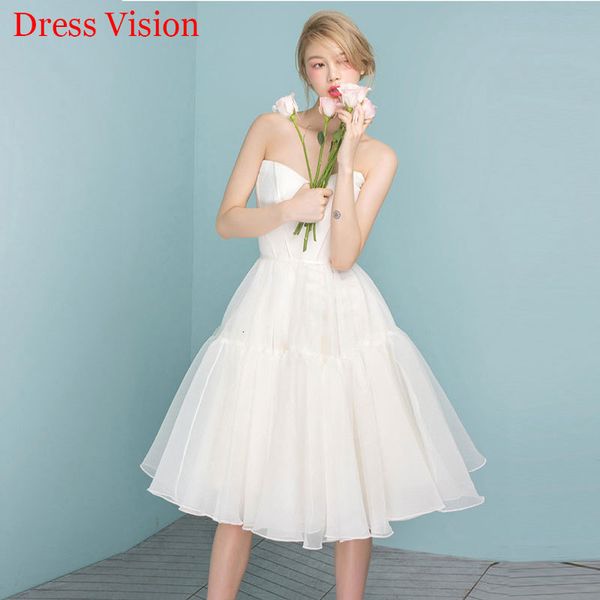 

2021 simple short wedding strapless vestido novia marie robe de soiree bride to be lace-up obm7, White