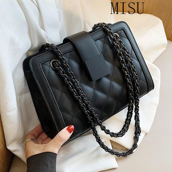 

diamond lattice pu leather crossbody bag for women 2021 winter chain designer shoulder handbags women's trend hand bag