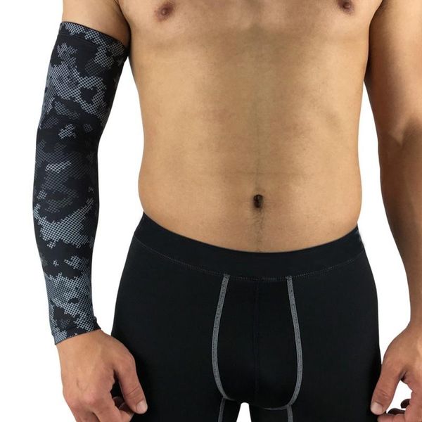 

elbow & knee pads 1pc arm warmers sleeve breathable anti slip sunshade elastic wrap protector equipments, Black;gray