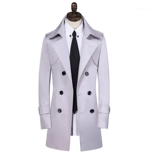 

men's trench coats mens england man double breasted coat men grey clothes spring autumn slim fit overcoat long sleeve designer, Tan;black