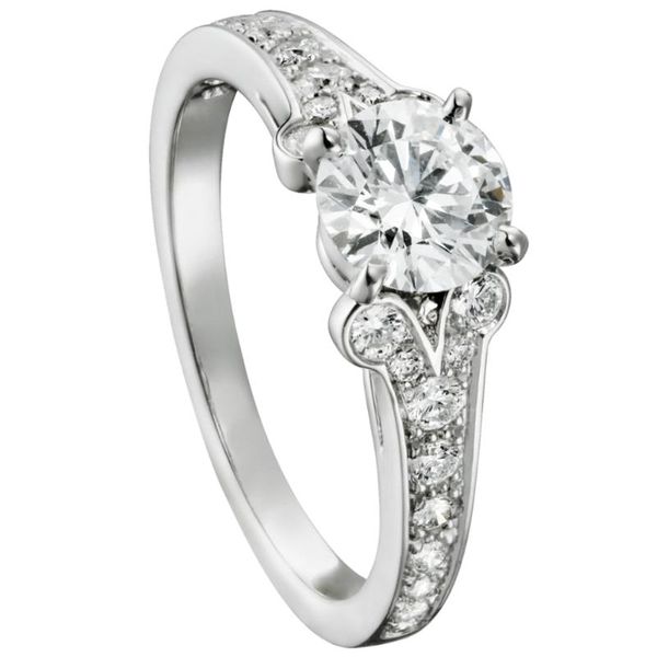 

cluster rings 14k au585 white gold ring women wedding anniversary engagement party 4 claw round moissanite diamond elegant trendy cute, Golden;silver