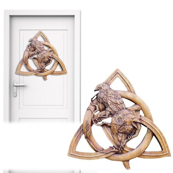 

decorative objects & figurines 40# norse pagan gods carving heathen rune wood wall hanging decor door plaque bar pub home decorations