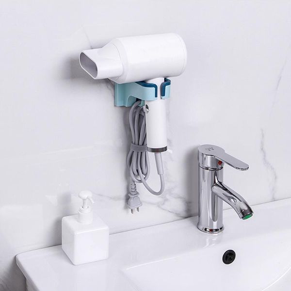 

hooks & rails wall mounted hair dryer rack abs bathroom practical organizer