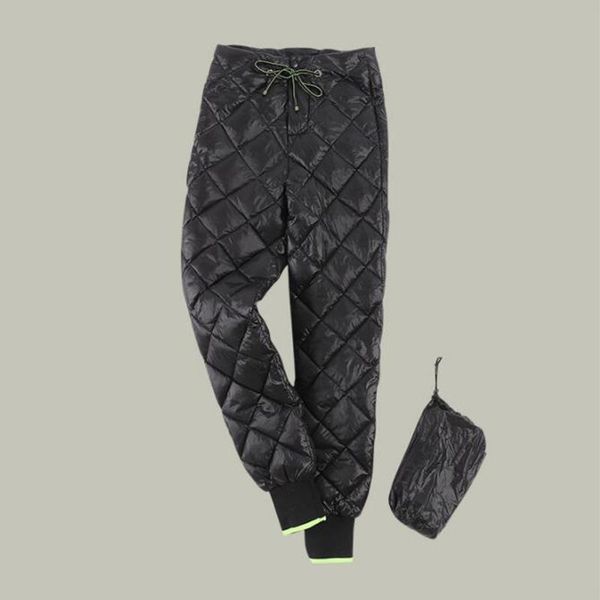 

women's pants & capris 2021 woman winter warm down plus size 90% white duck female autumn oversize thick elastic waist, Black;white