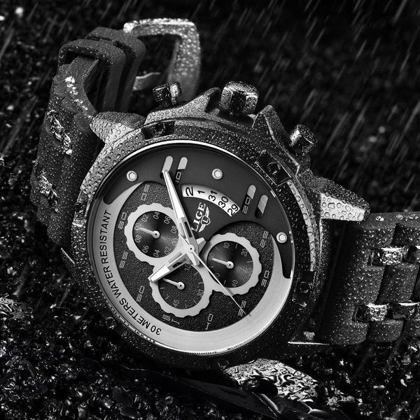 

wristwatches relogio masculino 2021 watch men warterproof sports silicone mens watches lige clock male business quartz, Slivery;brown