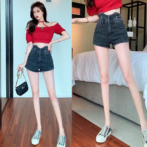 

women's jeans spring summer 2021 denim short wearing pants korean style trendy shorts, women high waist stretch slim, Blue