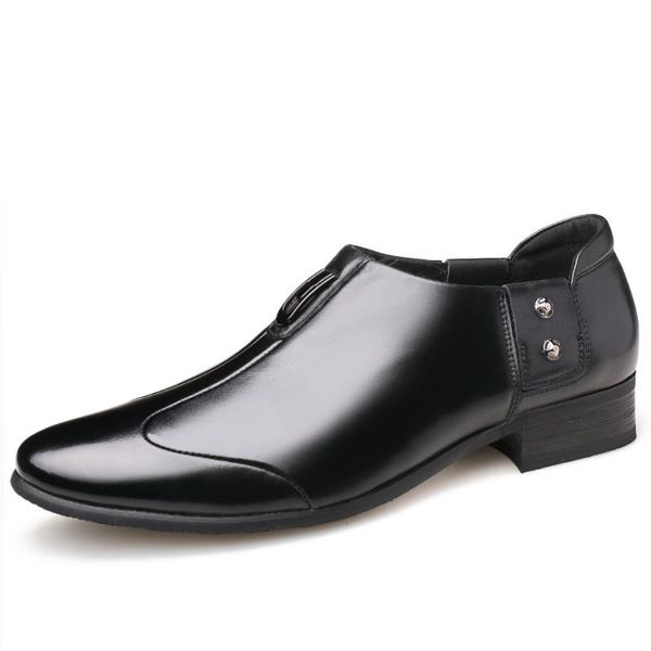 

dress shoes leather business causal men's retro patent men loafers, Black
