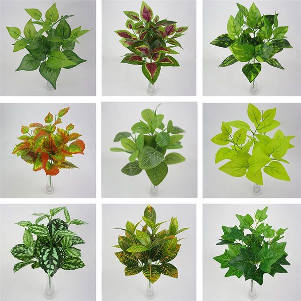 

home decor artificial ferns green leaves plastic 7 heads green dill fake flower wedding living room table decoration