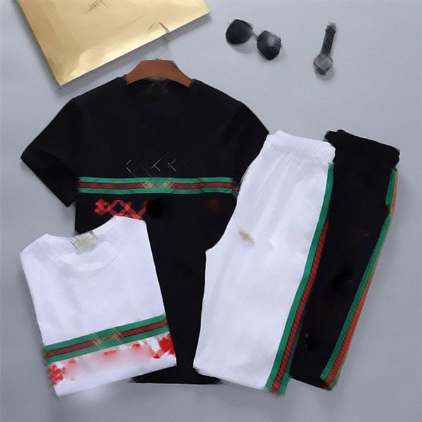 

men's tracksuits letter printed pure cotton men 's t -shirt +sports shorts set sports runningm-3xl, Gray