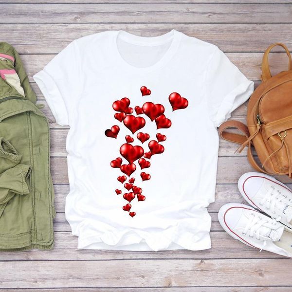 

women love printing valentine short sleeve 90s cute print lady t-shirts womens graphic t shirt ladies female tee t-shirt, White