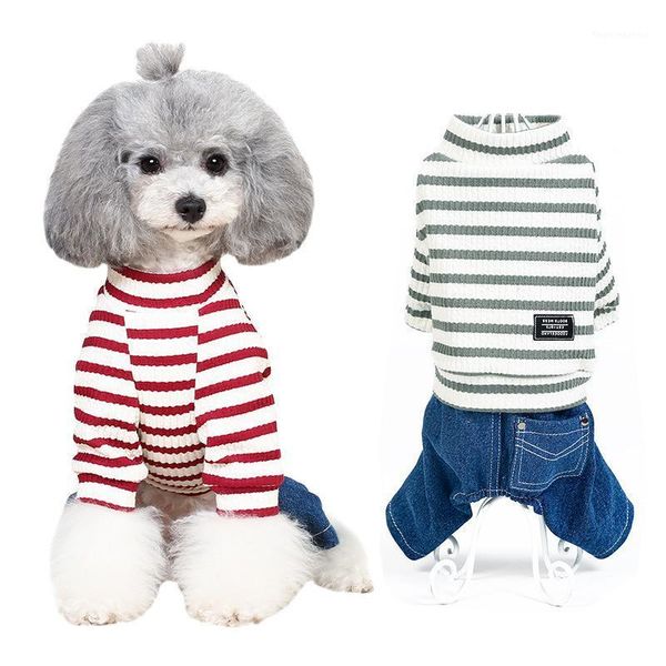 

pet dog clothing stripe jumpsuit puppy dress apparel costume cowboy1