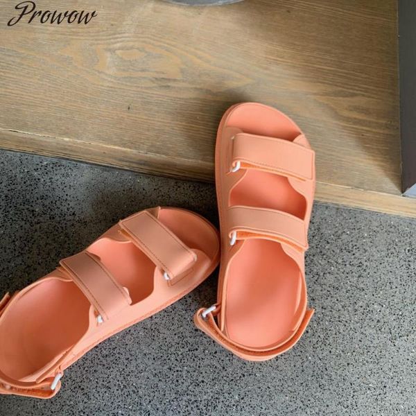 

prowow sandals women candy colors thick bottom buckle strap hook loop sandalias de tacon sandal platform, Black
