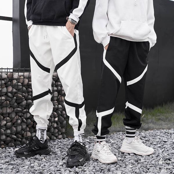 

new joggers pants mens 2021 autumn drawstring waist loose track sweatpants hip hop trousers streetwear black white s-xxl 36ek gif8