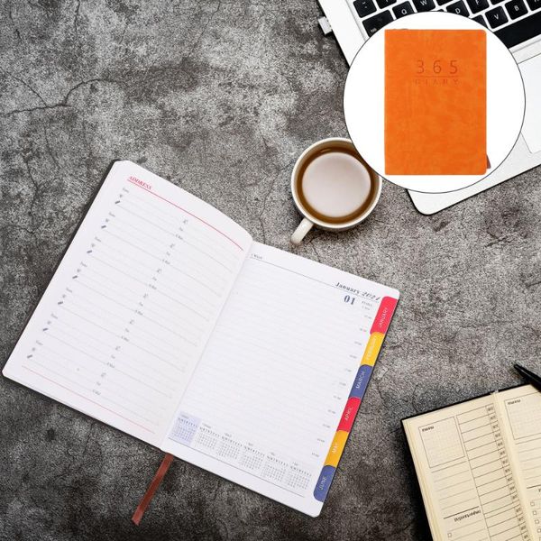 

notepads 2021 schedule book daily planning portable notebook planner, Purple;pink