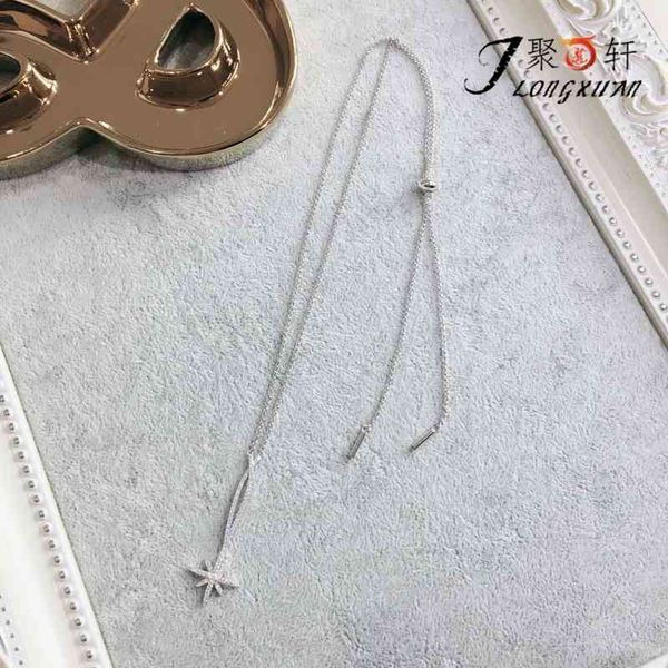 

classic cross meteor necklace female celebrity micro inlaid zircon star clavicle chain, Black