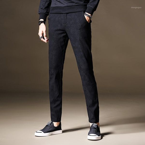 

design casual men pants cotton slim pant tactical winter straight trousers fashion business solid black men's