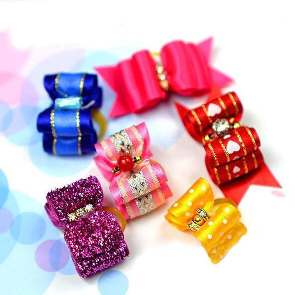 

5pcs/lot bow dog hair clip cute pet hairpin for small dogs cats yorkie teddy puppy hair grooming cat rubber bands 3.5*2.0cm