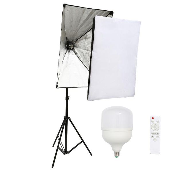 

lighting & studio accessories pography 2m light tripod stand + po soft box +50w dimmable led lamp bulb for camera phone video shooting