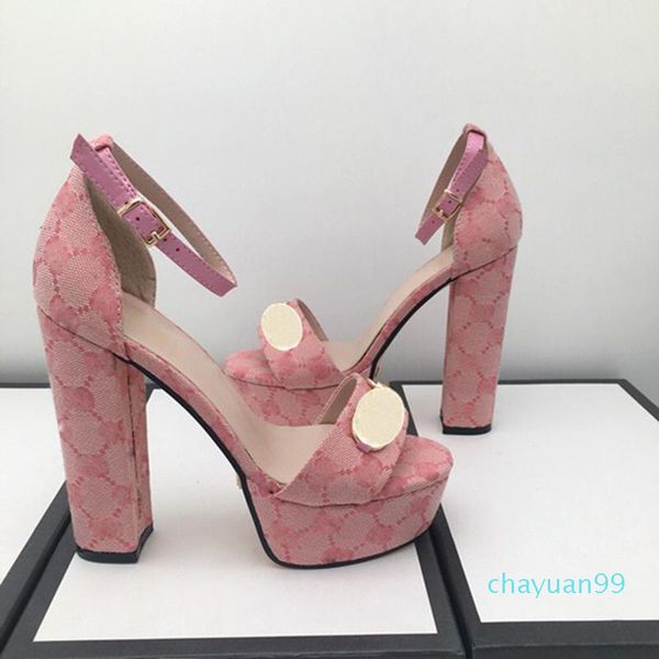 

2021 fashion sandals summer women shoe buckle strap heeled platform slides chunky heel rubber sole black womens shoes sandal 20