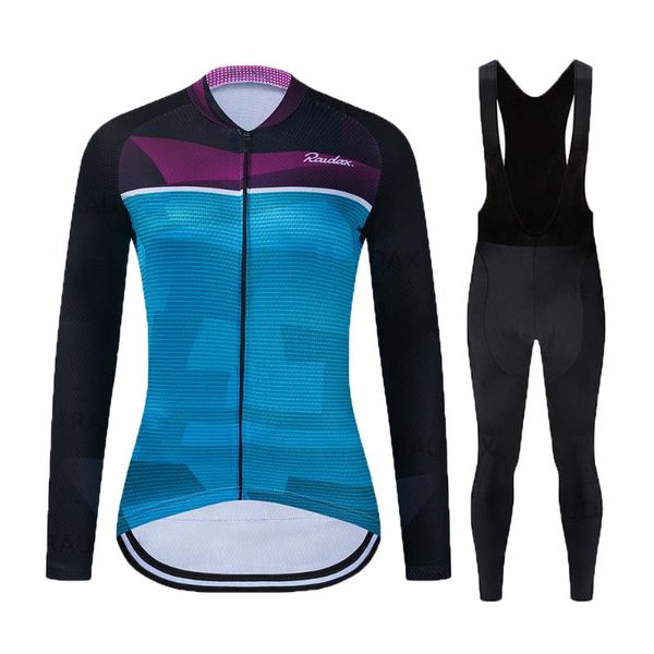 

racing sets wearly autumn women cycling clothes 2021 long sleeve suit breathable mtb road outdoor riding bike uniform, Black;blue
