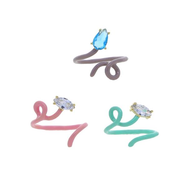 

cluster rings singe cz wrap wire band women candy colorful enamel open adjusted finger jewelry fashion, Golden;silver