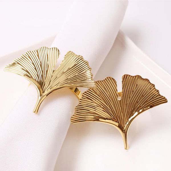 

napkin rings 6 / pcs el home decoration gingko leaf ring gold silver green buckle