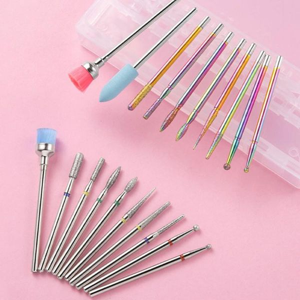 

nail art equipment 10pcs electric drill bit milling cutterceramic tungsten carbide polishing grinding head for manicure cutters tools, Silver